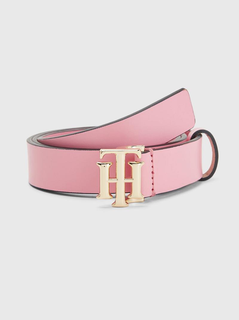 Lány Tommy Hilfiger Big TH Bőr Belt BELTS Rózsaszín | HU 2035VRW